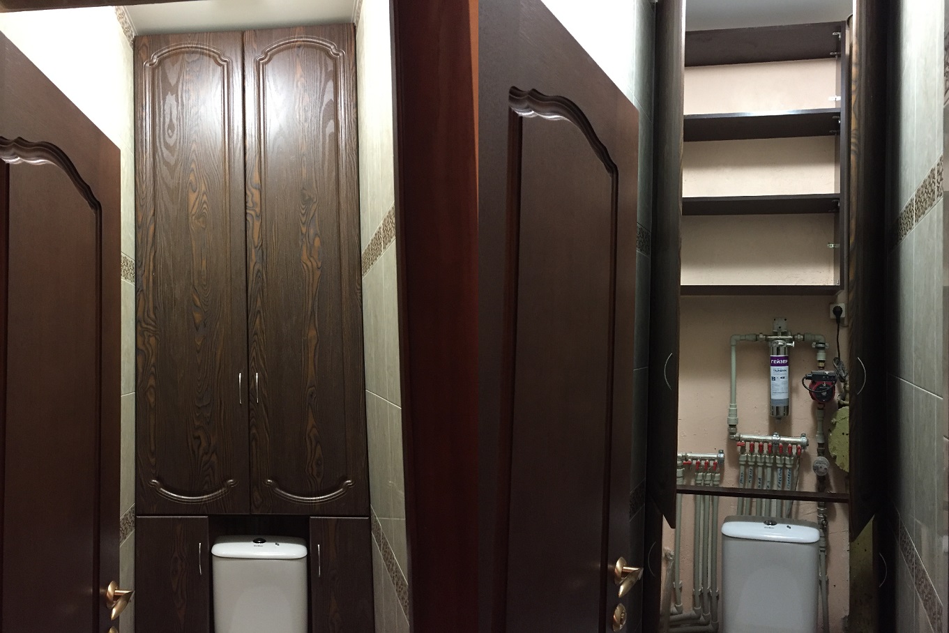 Дверцы венге шкафчика в туалете